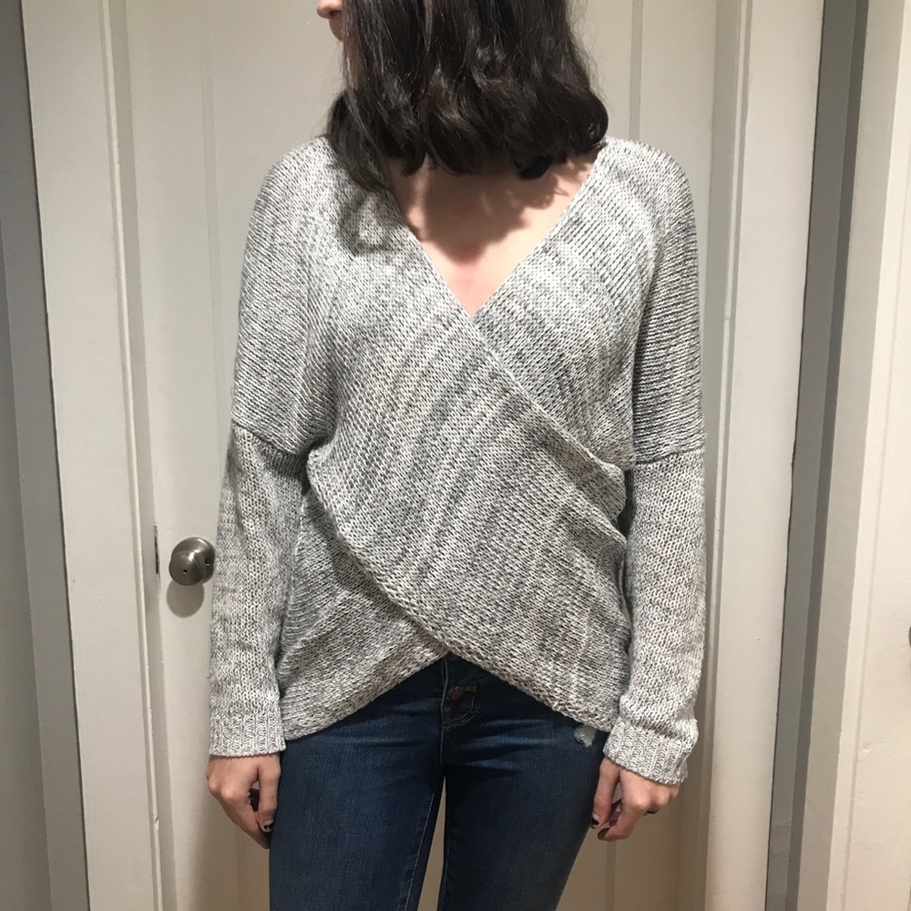 Grey Wrap Sweater